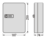 KCL-30外観図　H250×W187×D74mm